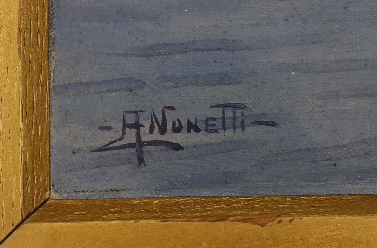 A. Nonetti, oil on canvas board, Neapolitan coastal scene, signed, 29 x 44cm